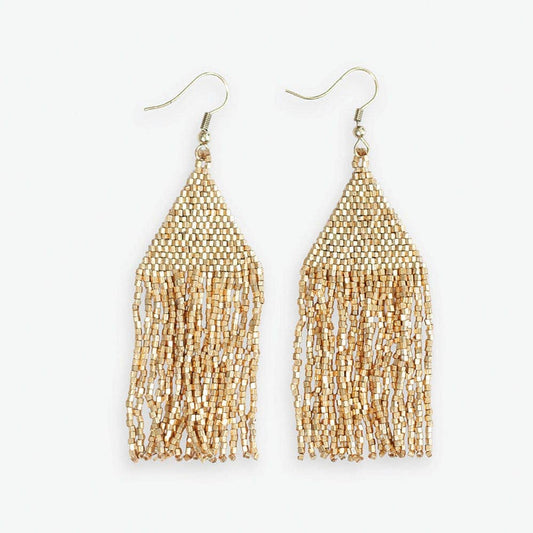 Earrings Gold Lexie Solid Beaded Fringe