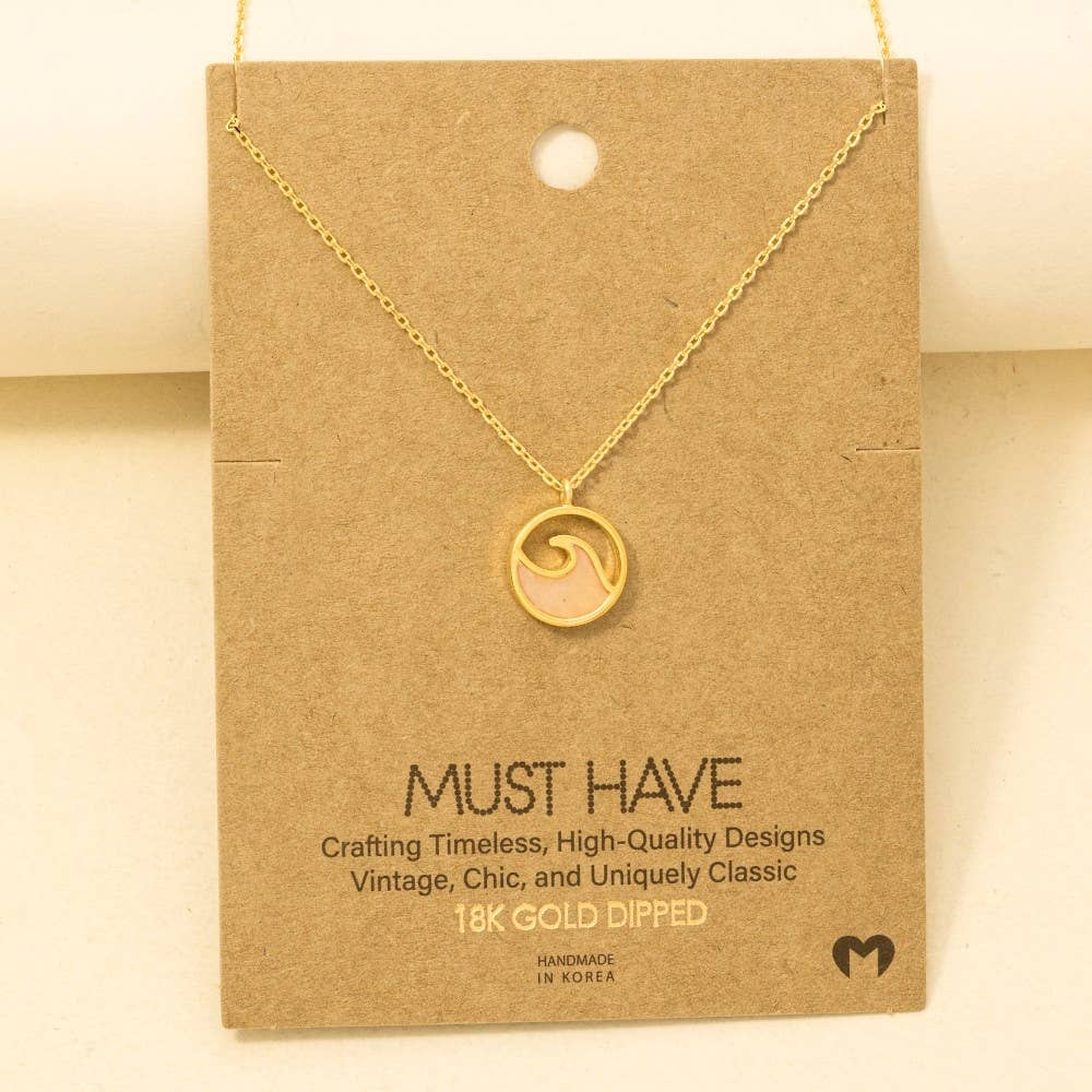 Round Wave Coin Pendant Necklace