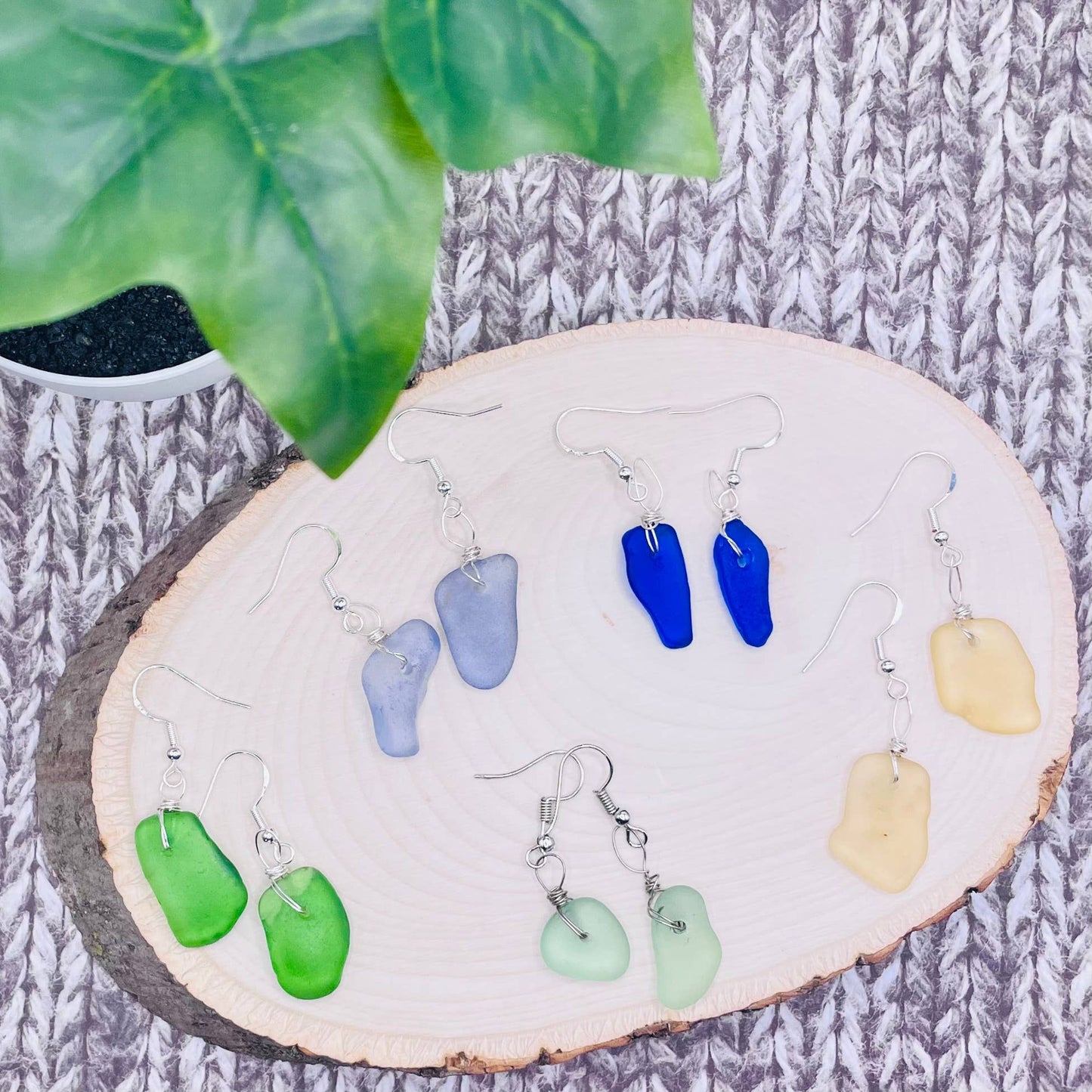 Salt & Story Sea Glass Earrings: Carded on brown cardstock / Silver only (.925 Sterling)