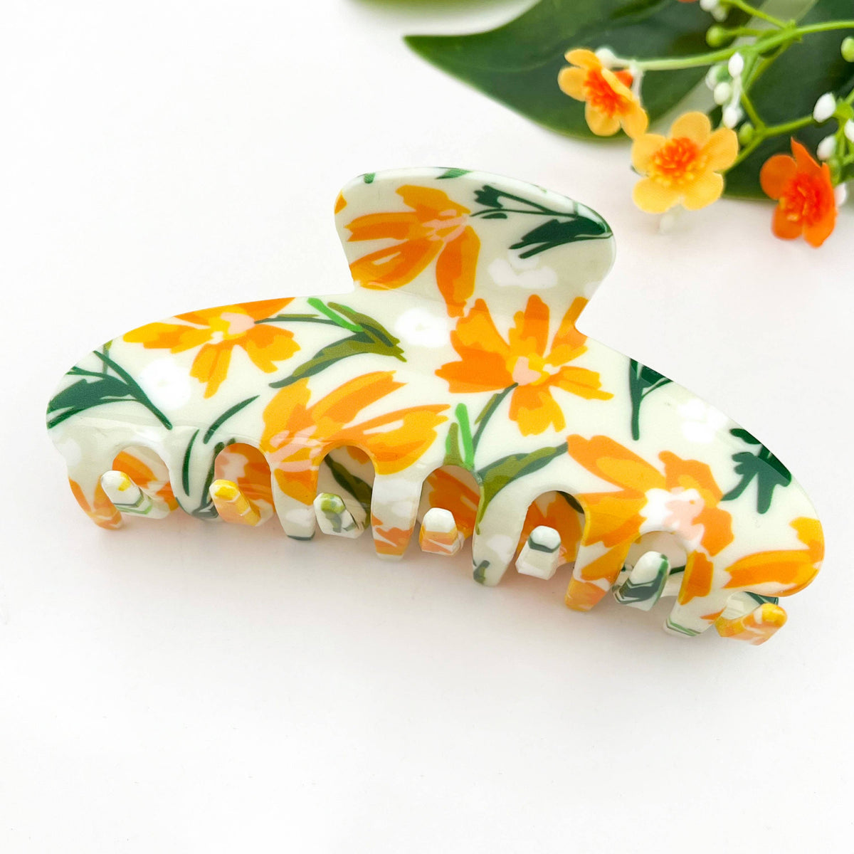 Oil Painting Style Yellow Flower Hair Claw Clip