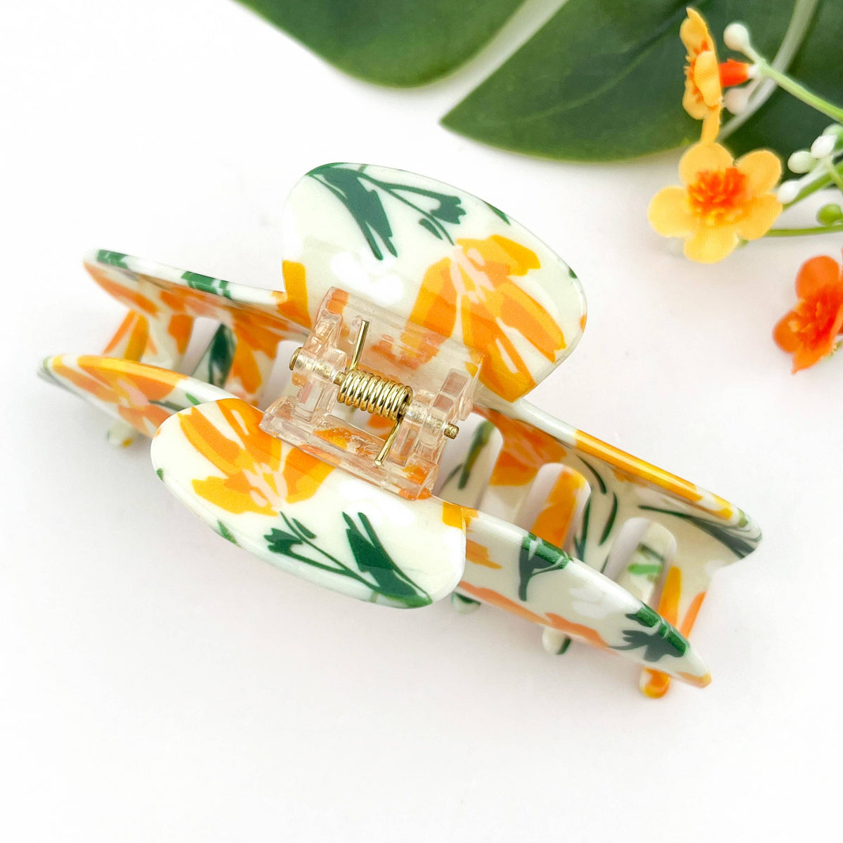 Oil Painting Style Yellow Flower Hair Claw Clip