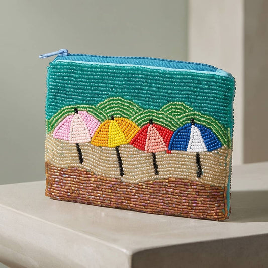Beaded Beach Umbrellas Coin Pouch