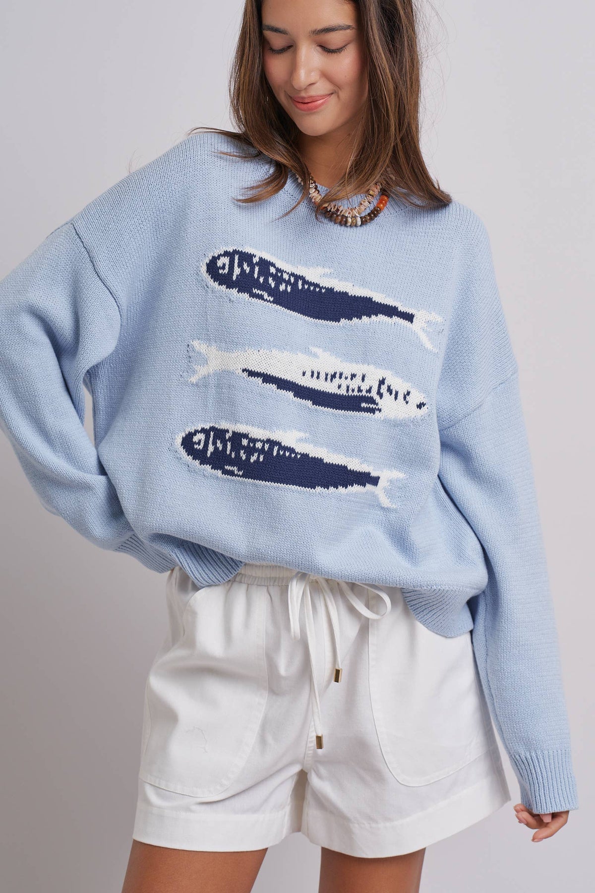 Seaside Sardine Oversized Summer Knit Sweater