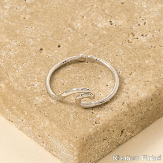 Gold Dipped Wave Cutout Adjustable Ring