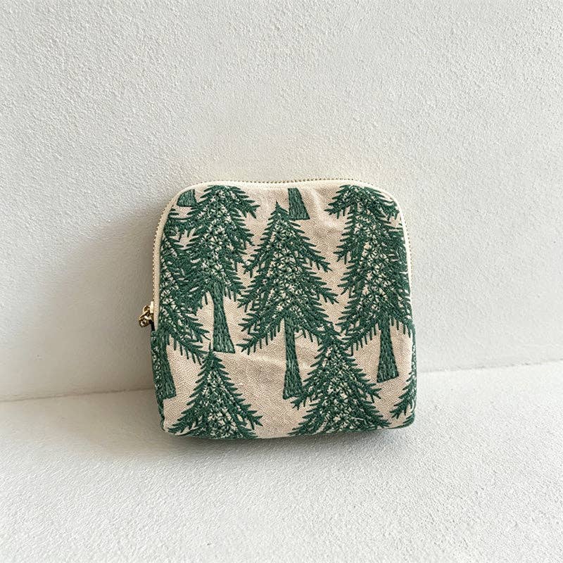 Vintage Embroidered Cotton Linen Jewelry Pouch - Soft Travel Organizer