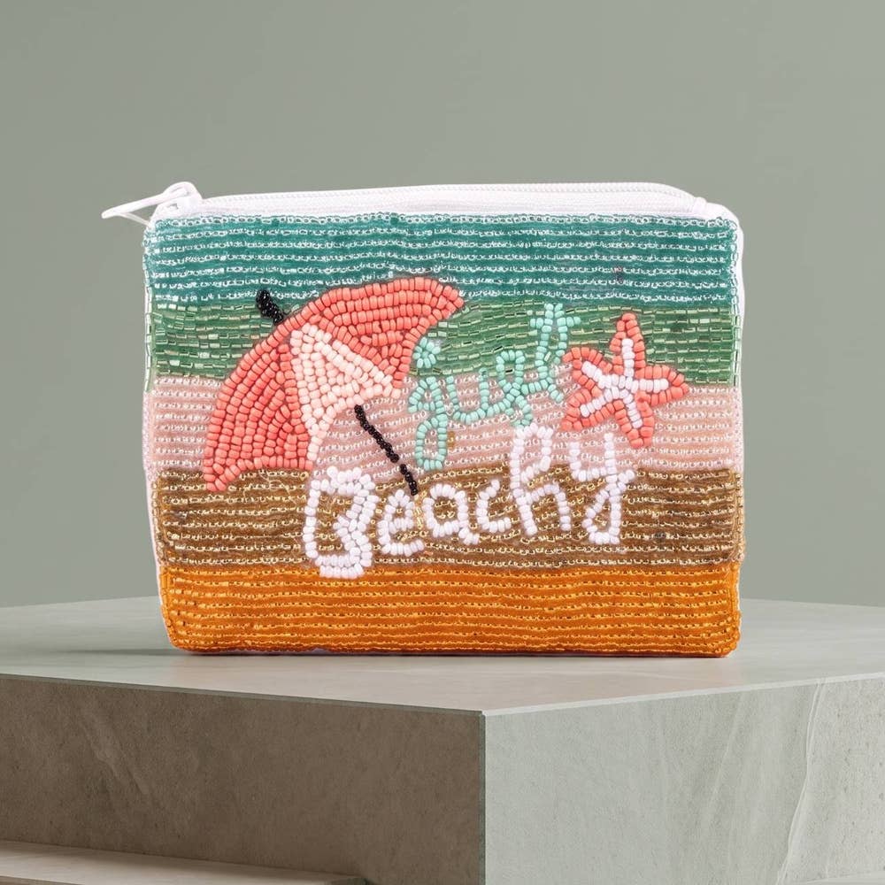 Beaded Beachy Beach Scene Coin Pouch