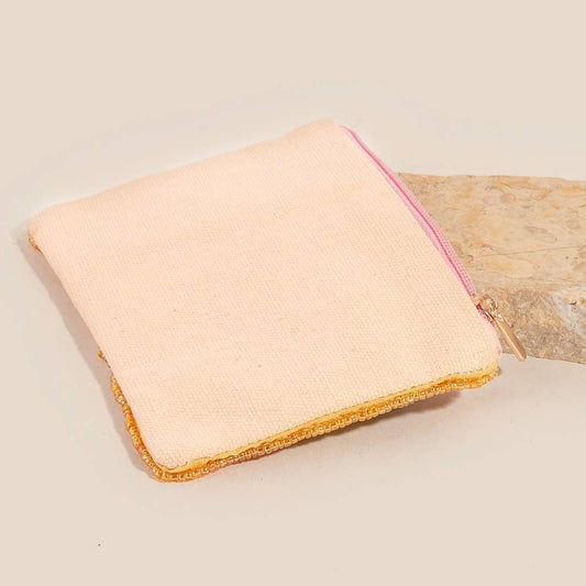 Floral Sequin And Seed Beaded Coin Purse