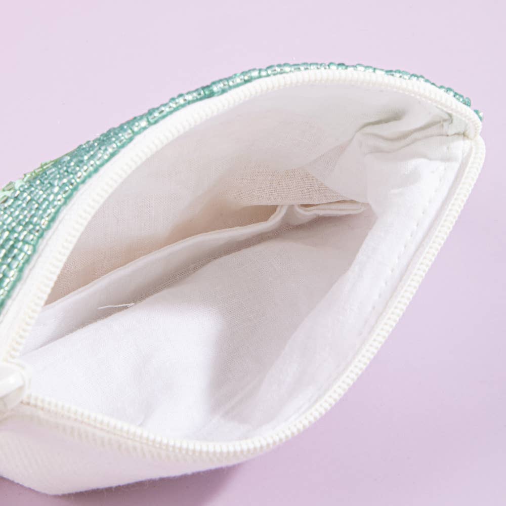 Beaded Beachy Beach Scene Coin Pouch