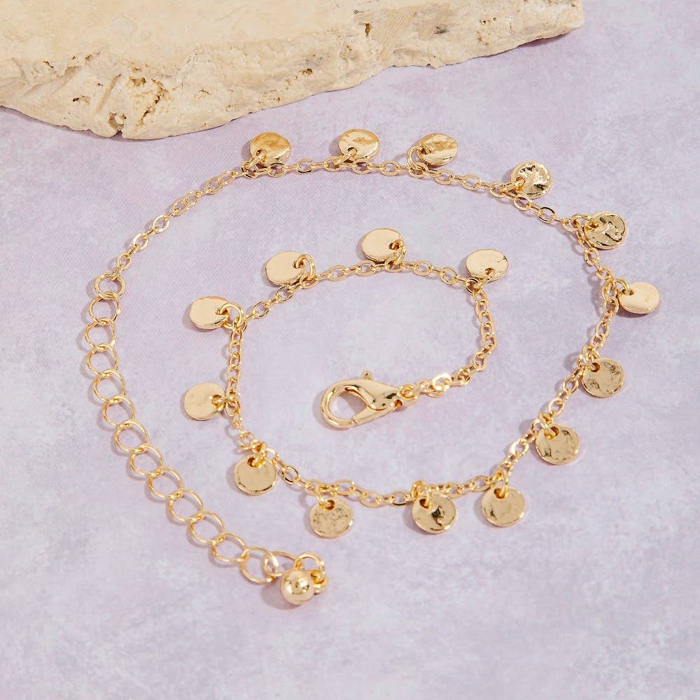 Mini Hammered Coins Chain Anklet