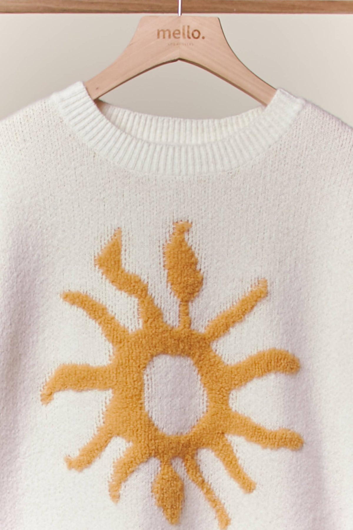 Golden Sun Textured Knit Sweater – Cream