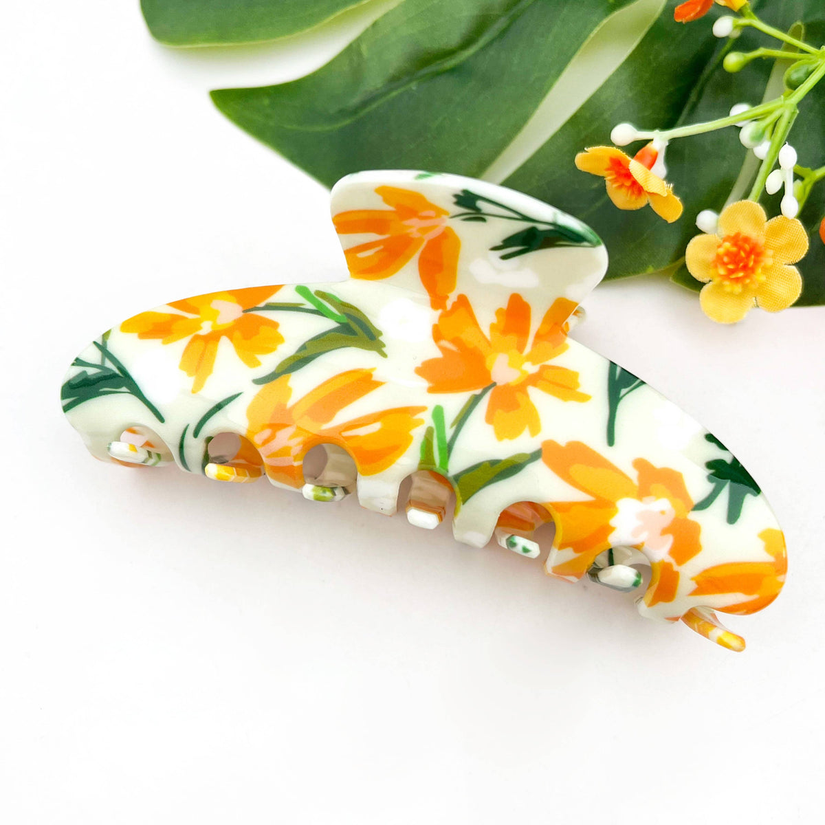 Oil Painting Style Yellow Flower Hair Claw Clip