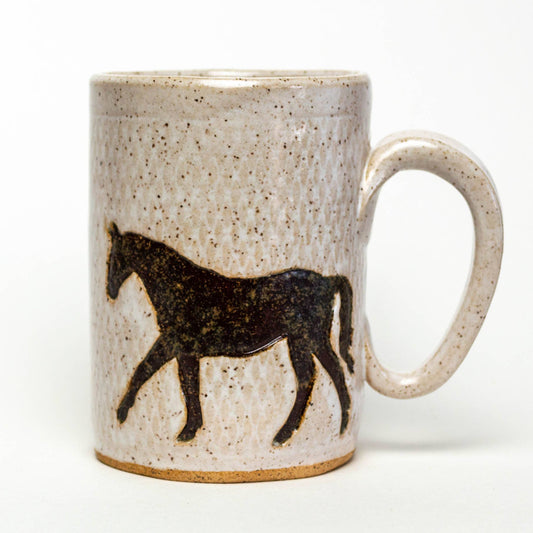 Brown Horse Design Handmade, in Ohio, Ceramic 14oz White Mug