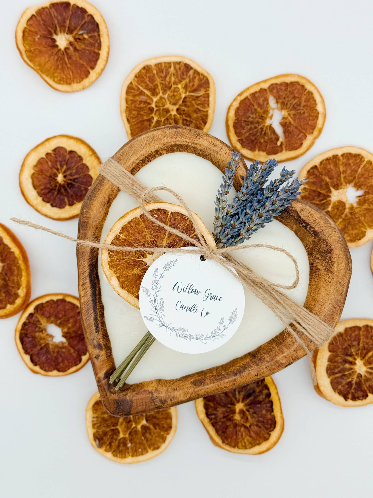 Summer Citrus Small Heart Dough Candle: Natural Stain