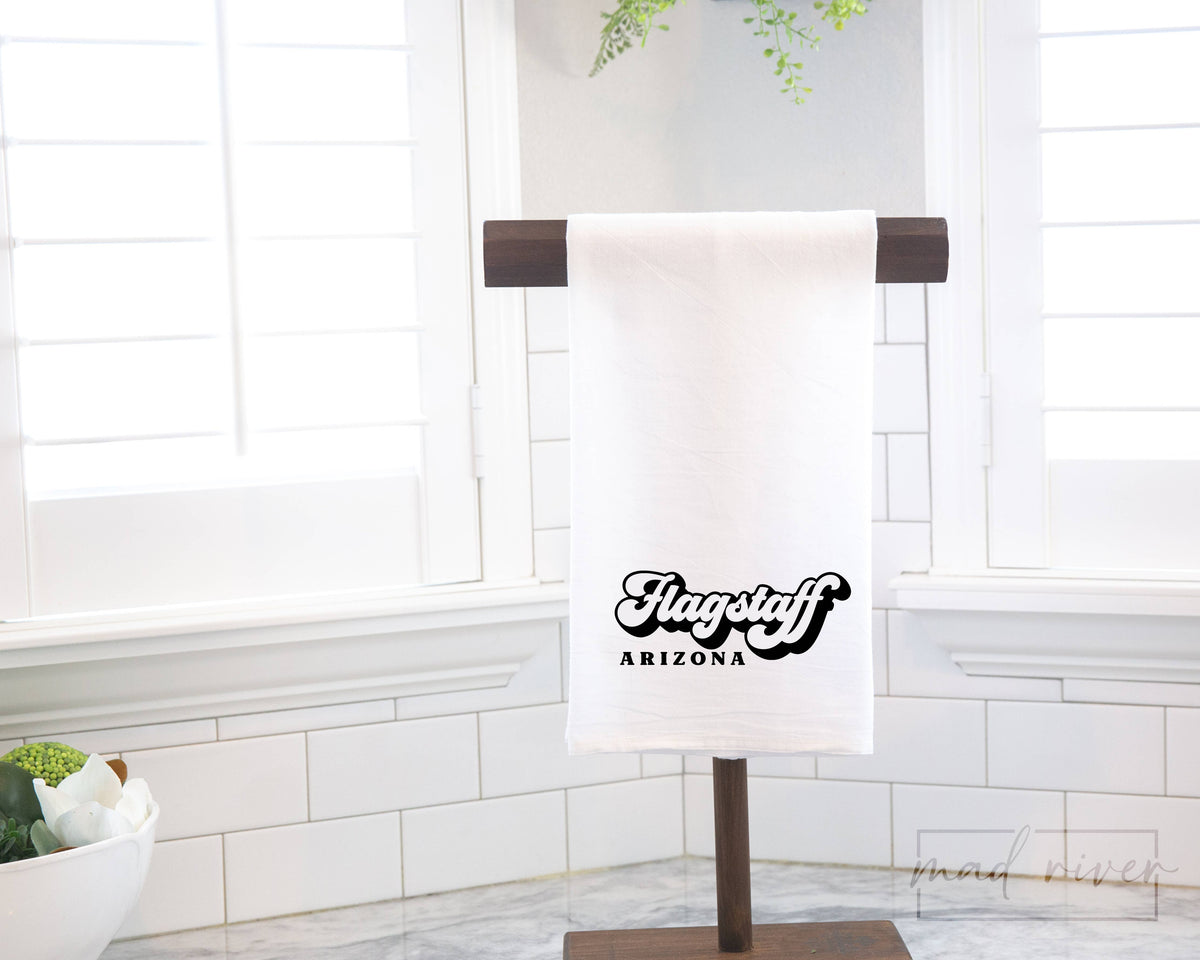 Retro Your City Flour Sack Towel, Custom Text