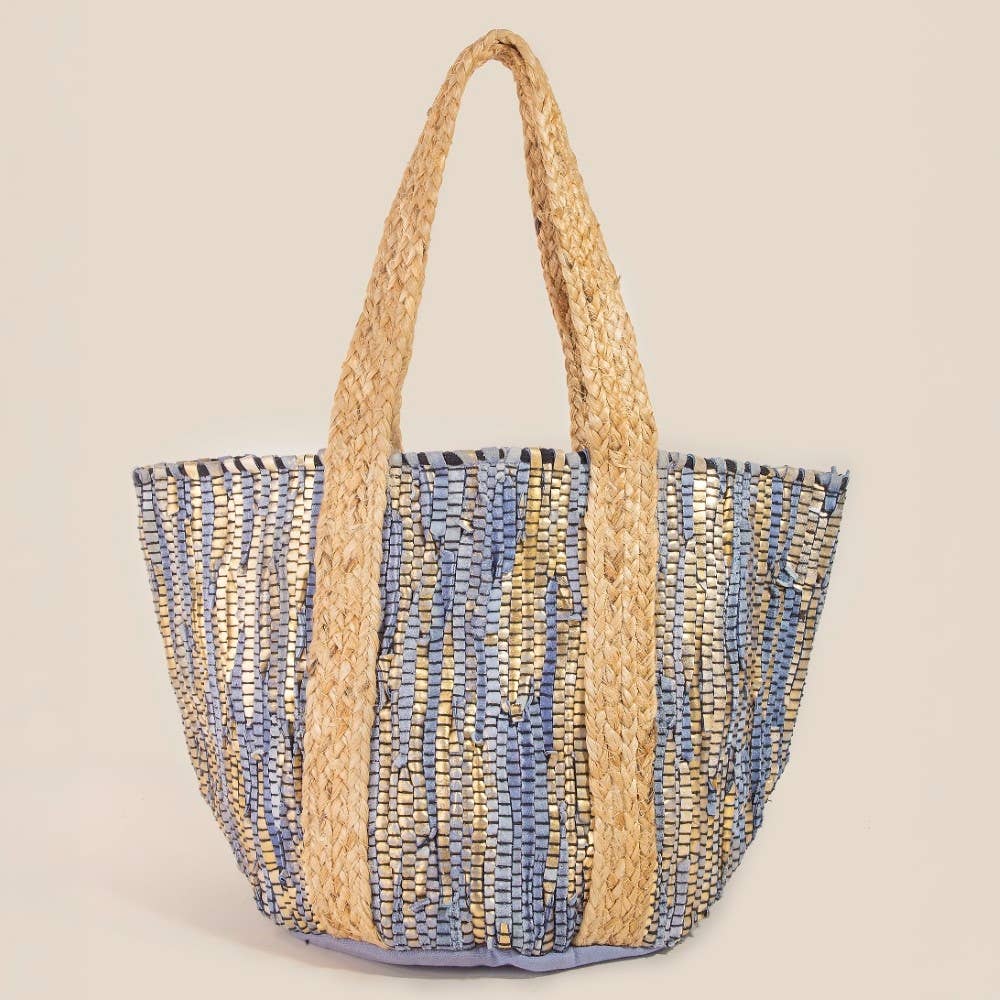 Vibrant Stripes Woven Tote Bag