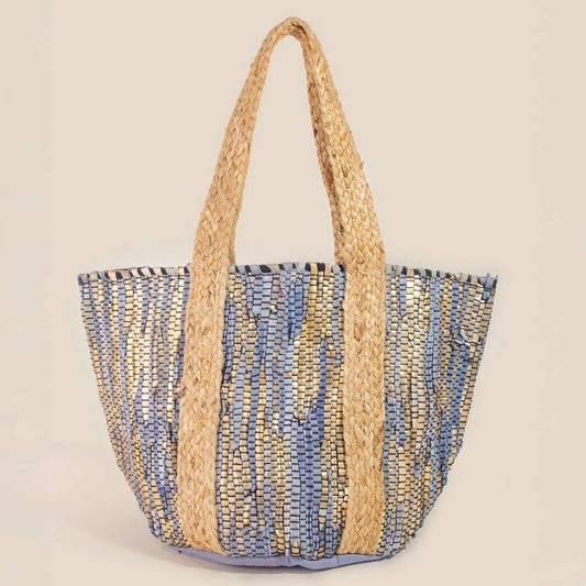 Vibrant Stripes Woven Tote Bag