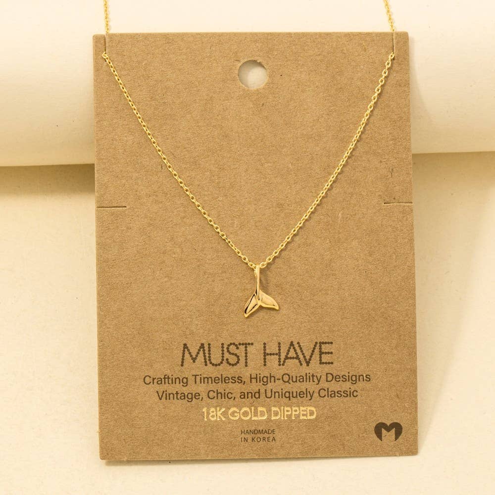 Gold Dipped Whale Tail Pendant Necklace