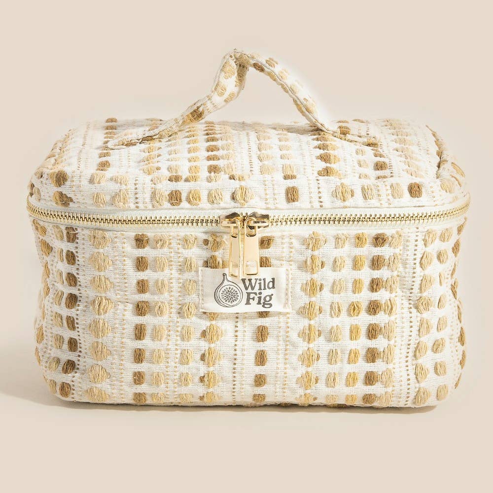 Textured Cream Makeup Case Cosmetic Bag