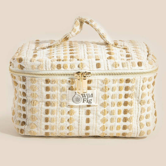 Textured Cream Makeup Case Cosmetic Bag