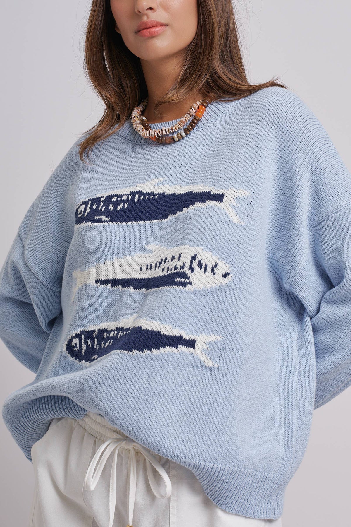 Seaside Sardine Oversized Summer Knit Sweater