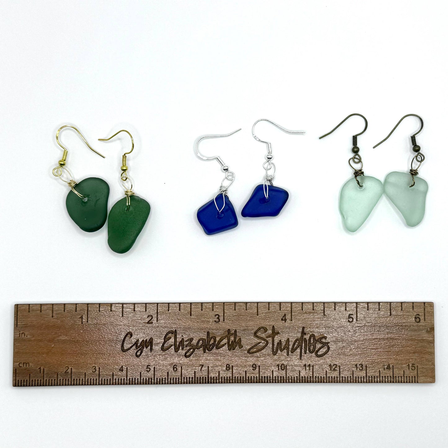 Salt & Story Sea Glass Earrings: Carded on brown cardstock / Silver only (.925 Sterling)