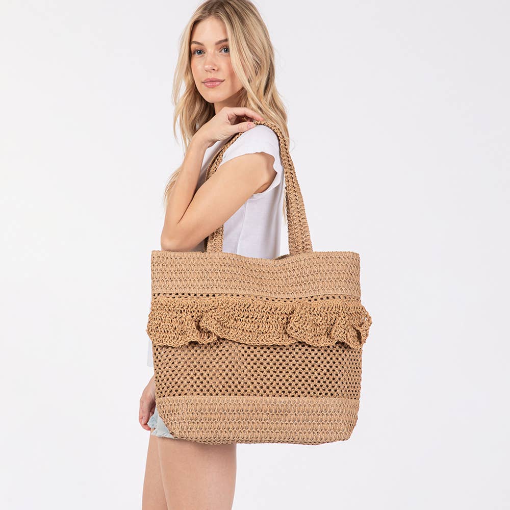 Ruffle Crochet Beach Bag