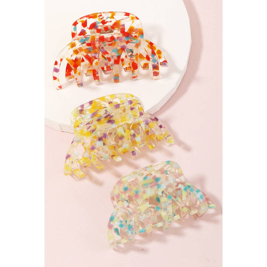 Confetti Mini Jaw Hair Clips - Red, Yellow, Teal multi