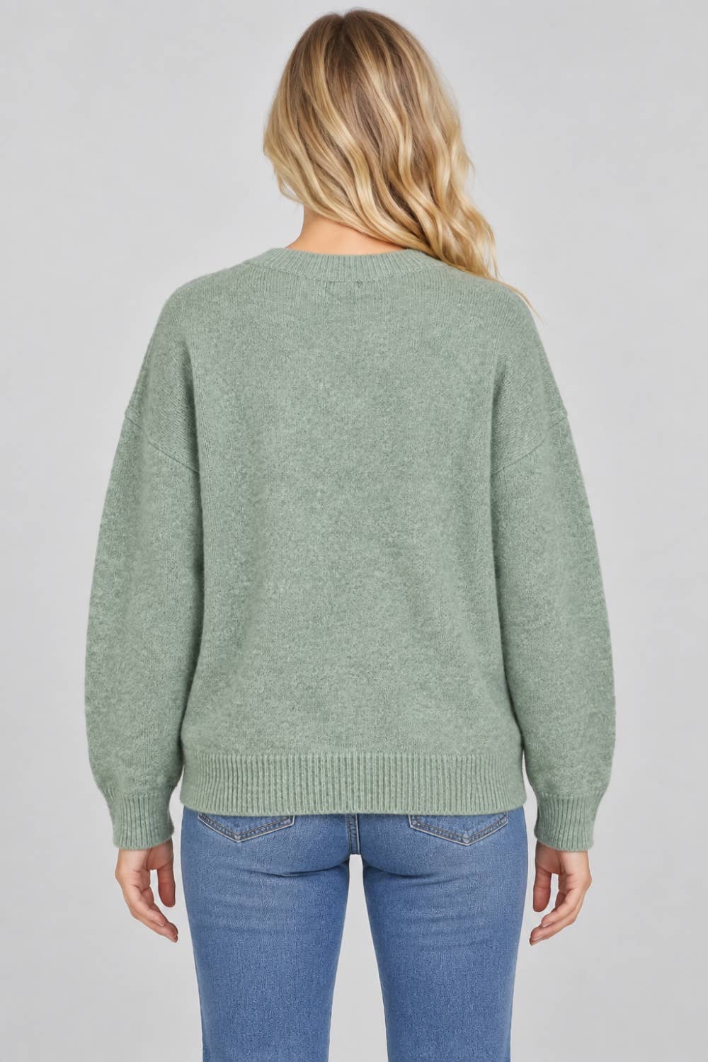 Women’s Duck Family Knit Sweater – Sage Green Crewneck