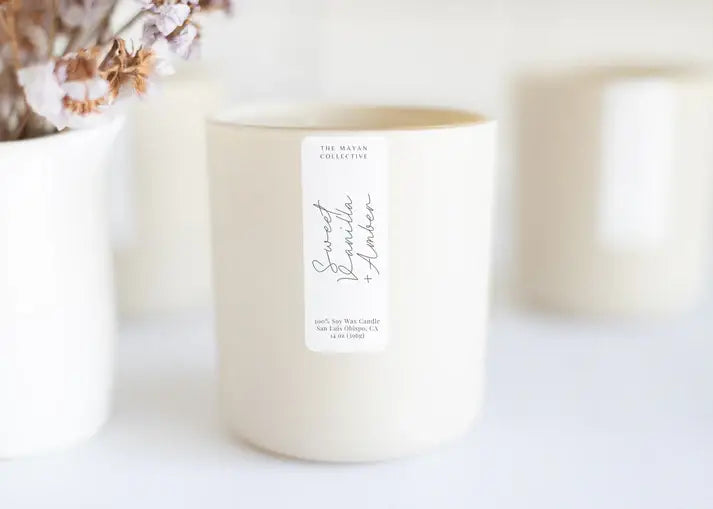 Sweet Vanilla + Amber Soy Wax Candle