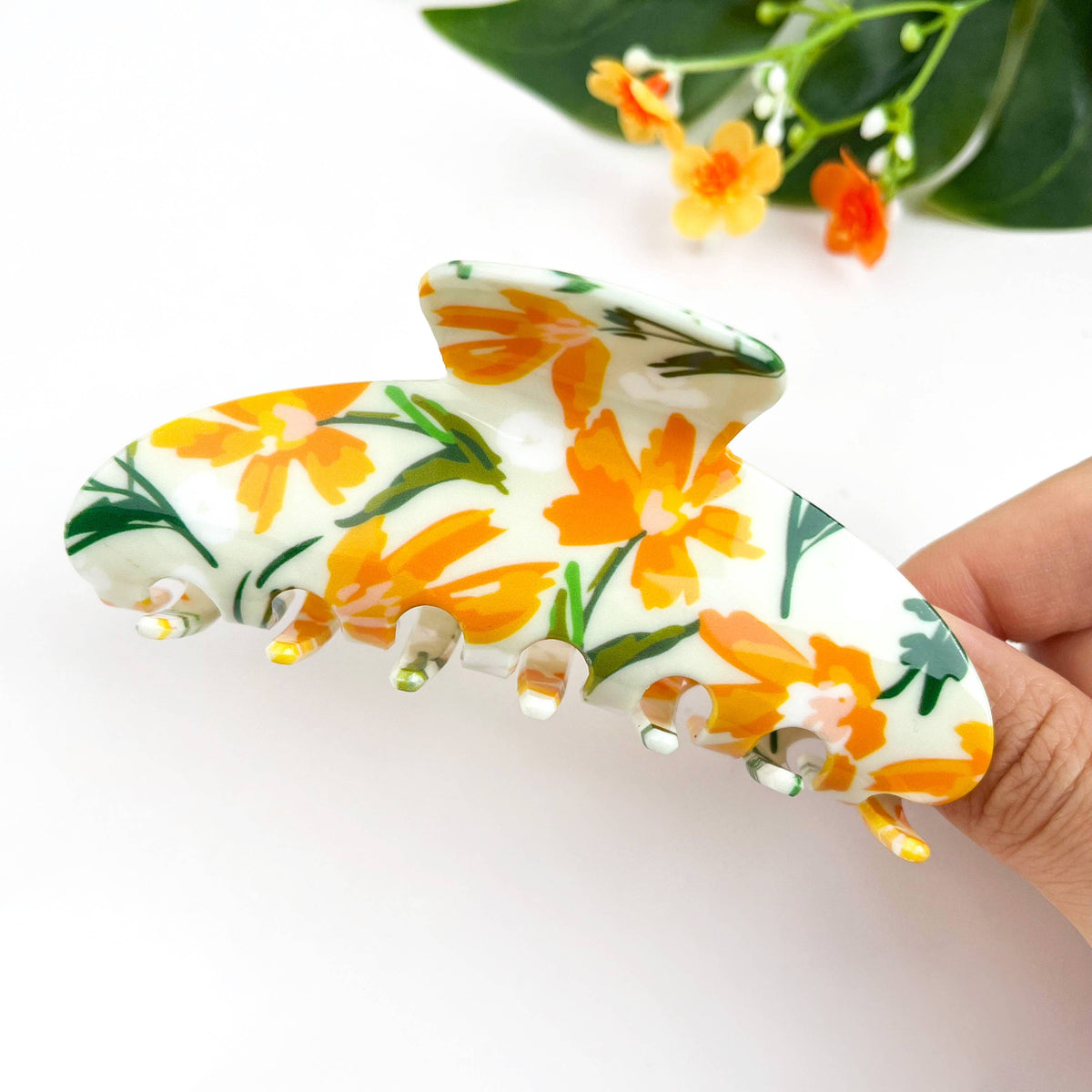 Oil Painting Style Yellow Flower Hair Claw Clip