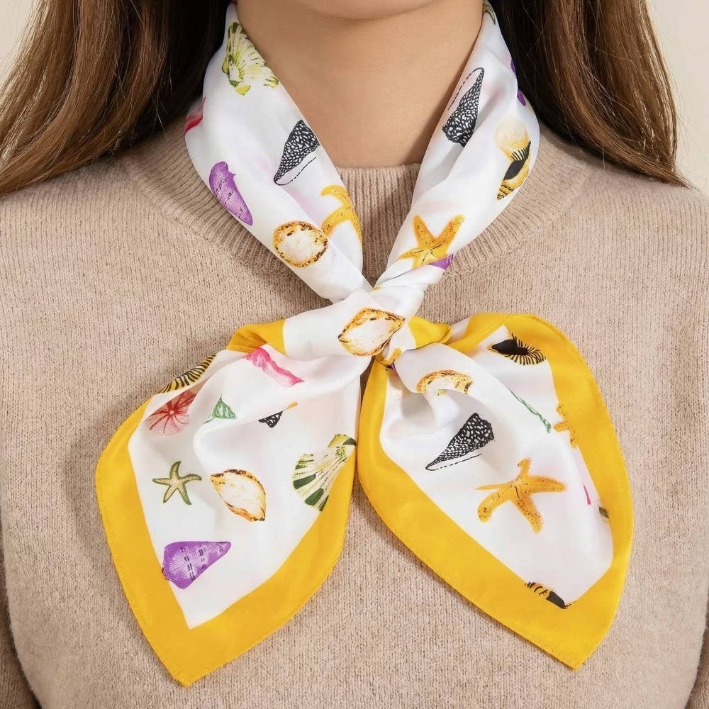 Sealife Multi Seashells Bandana Scarf