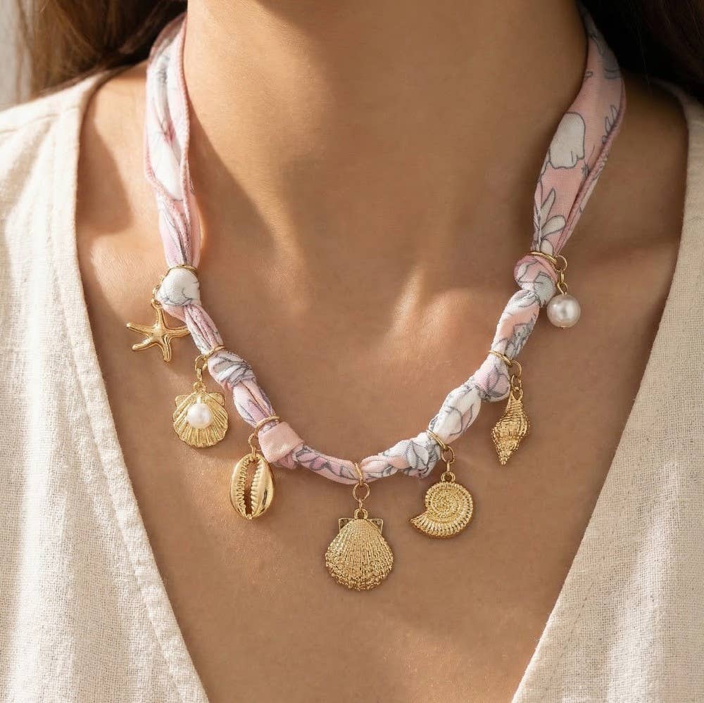 Sea Life Charms Bandana Necklace