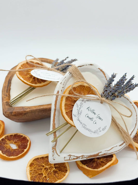 Summer Citrus Small Heart Dough Candle: Natural Stain