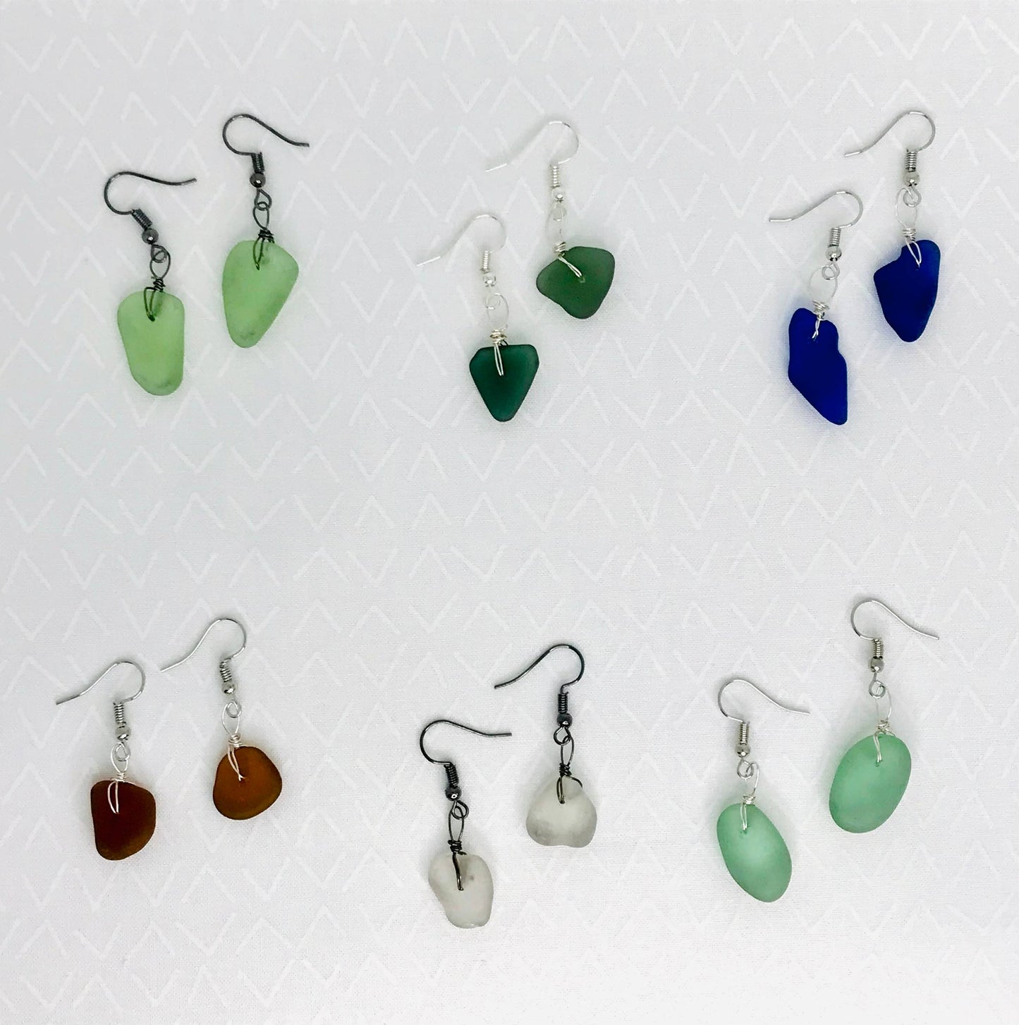 Salt & Story Sea Glass Earrings: Carded on brown cardstock / Silver only (.925 Sterling)