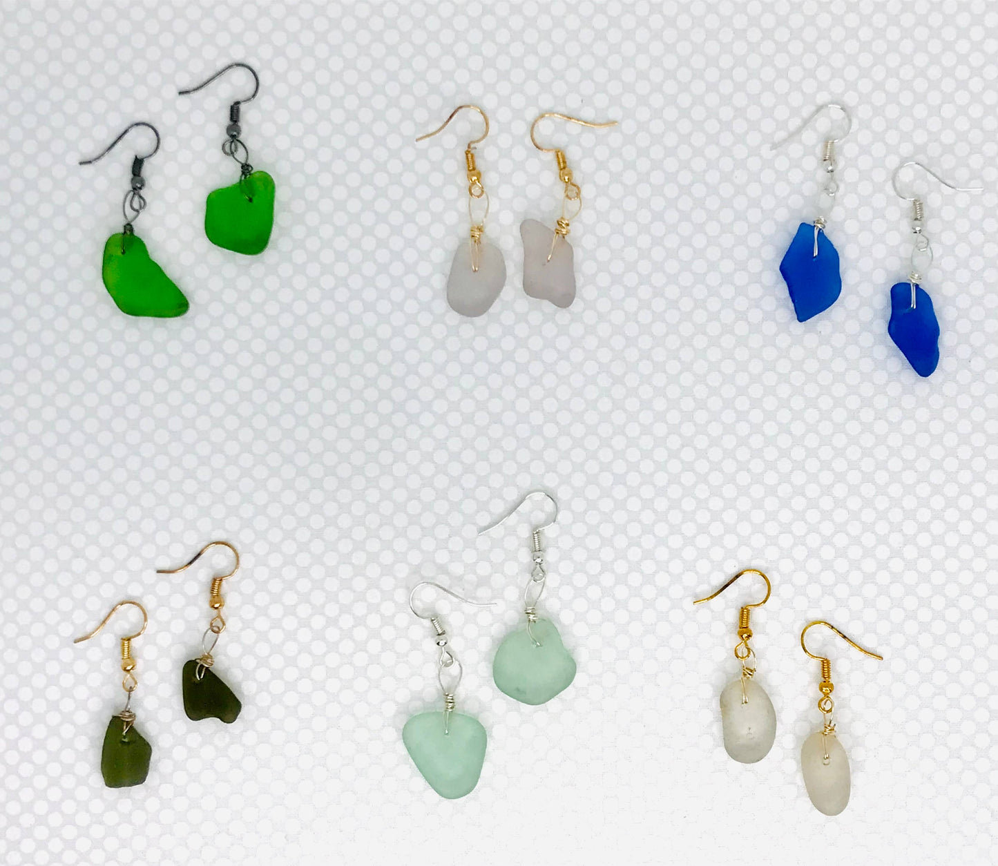 Salt & Story Sea Glass Earrings: Carded on brown cardstock / Silver only (.925 Sterling)