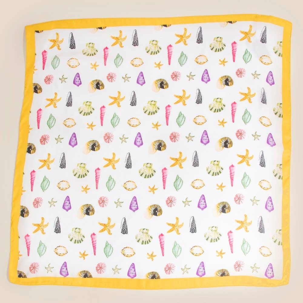 Sealife Multi Seashells Bandana Scarf