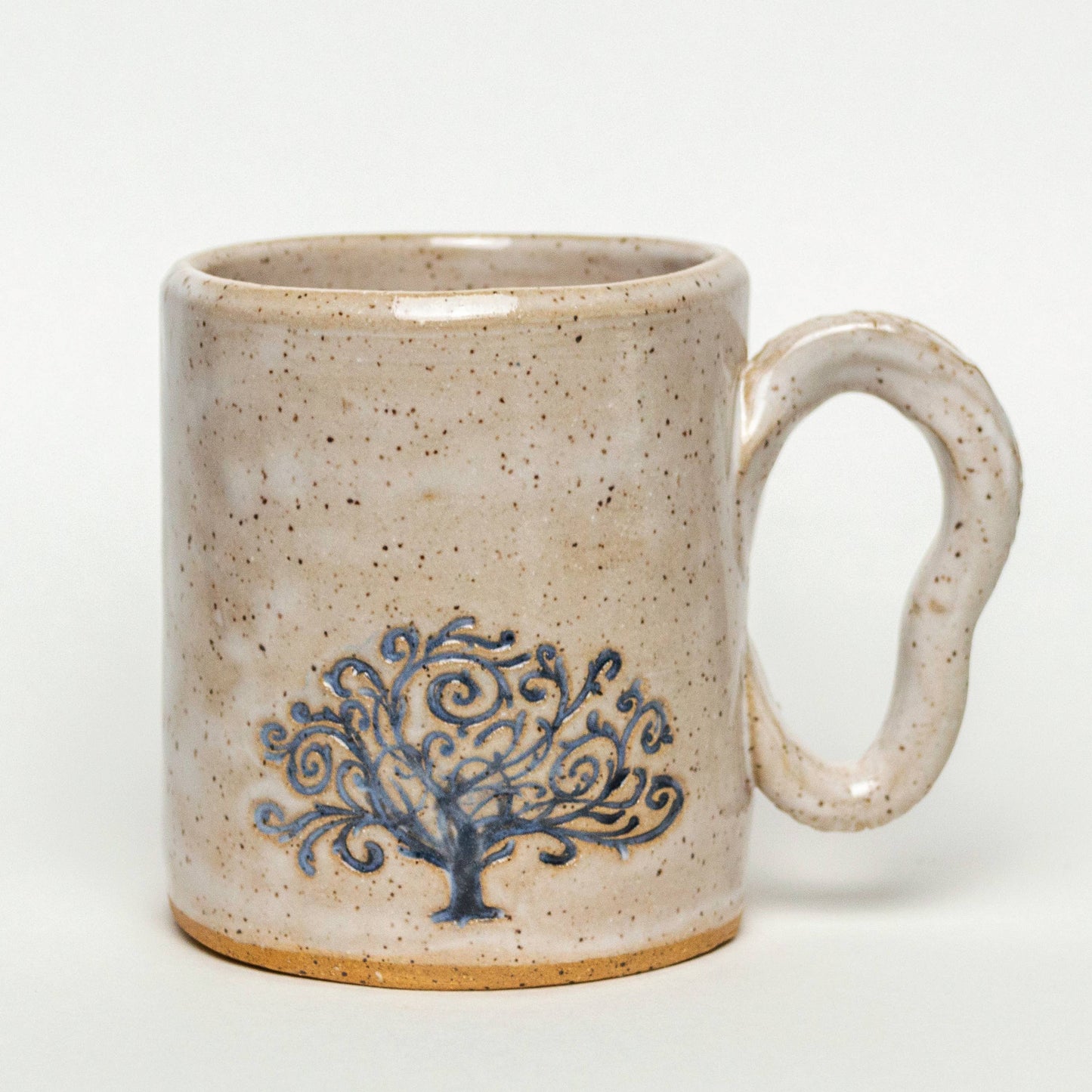 Black Tree Pattern Handmade in Ohio, Ceramic Ivory 14oz Mug