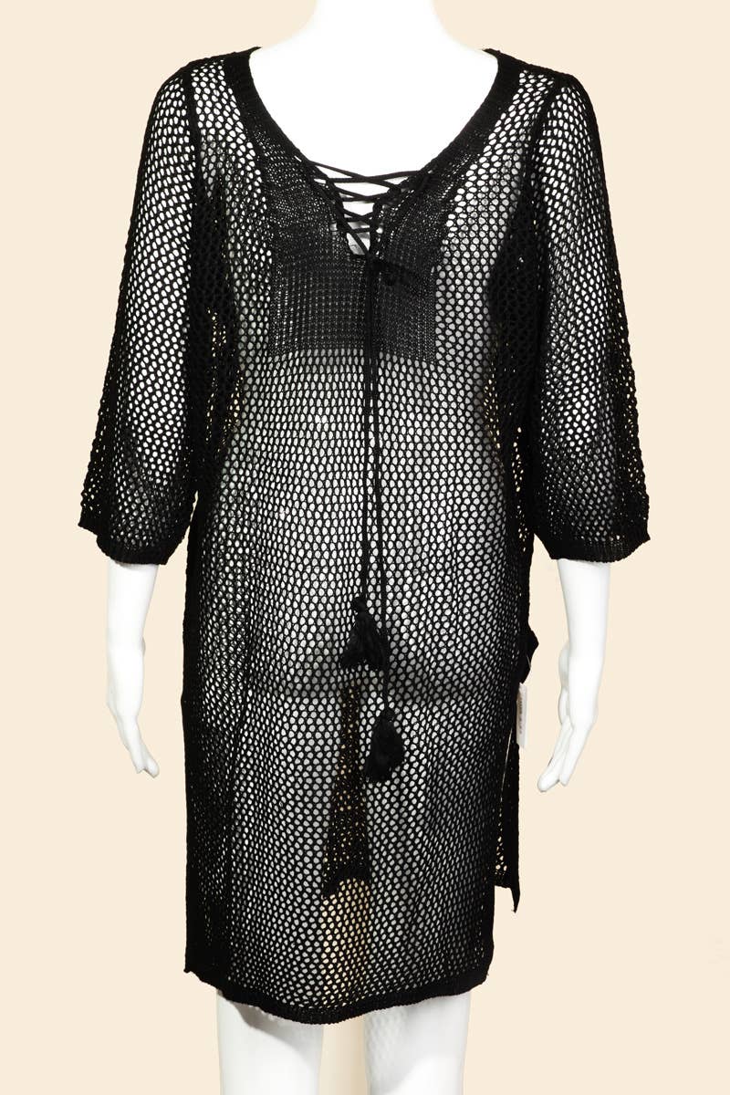 Long Sleeve Fishnet Cover Up