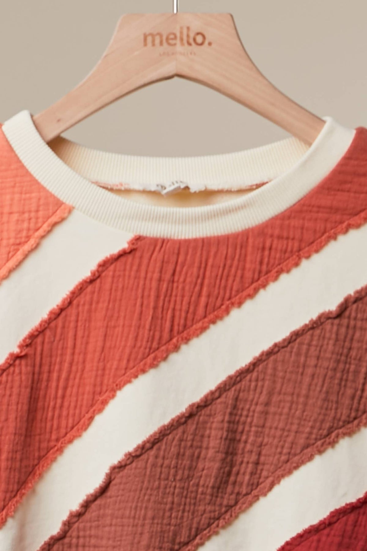 Textured Diagonal Stripe Patchwork Sweatshirt