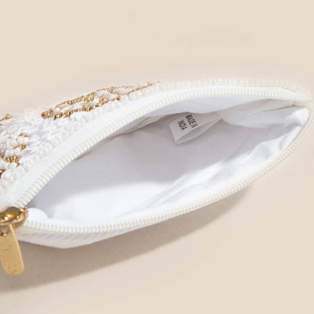 Starfish Clams And Sea Life Seed Beaded Coin Purse