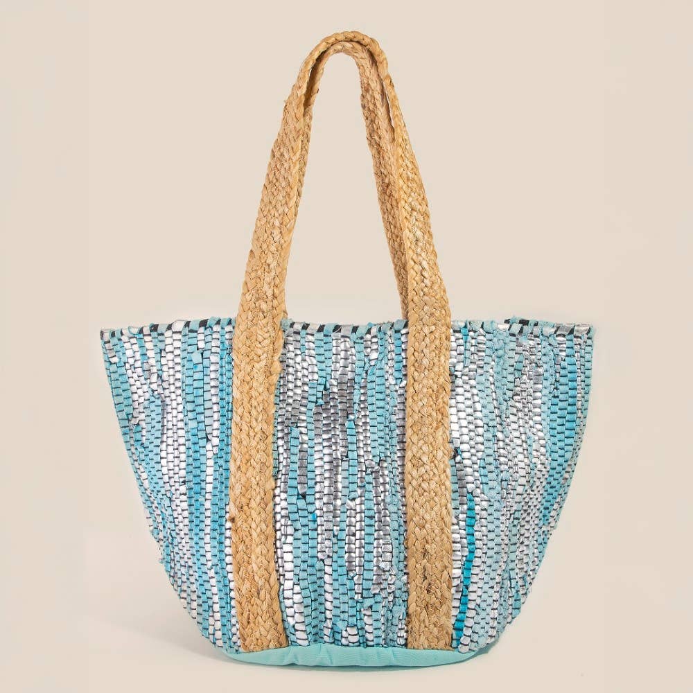 Vibrant Stripes Woven Tote Bag