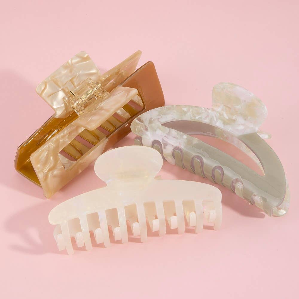 Acetate Three Piece Hair Claw Set