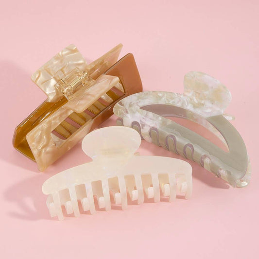 Acetate Three Piece Hair Claw Set