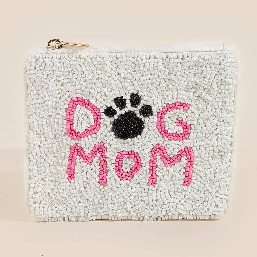 Seed Beaded Dog Mom Coin Purse