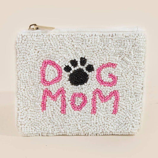 Seed Beaded Dog Mom Coin Purse