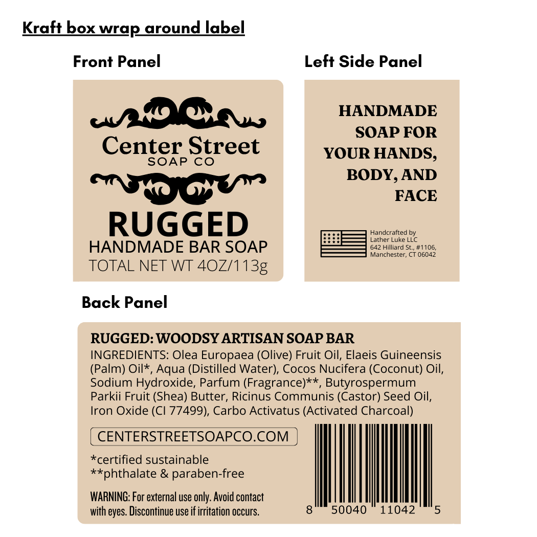 Rugged Vegan Handmade Bar Soap For Men - 4oz