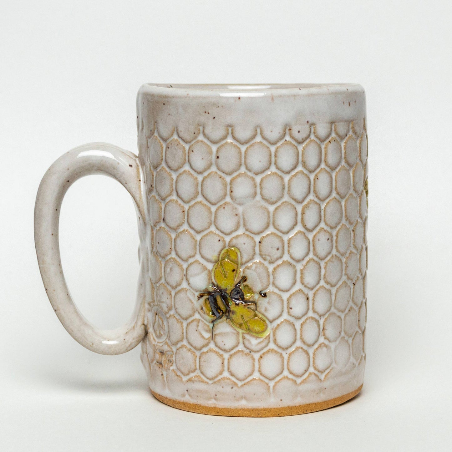 Bee Pattern Handmade Ceramic White 14oz Mug