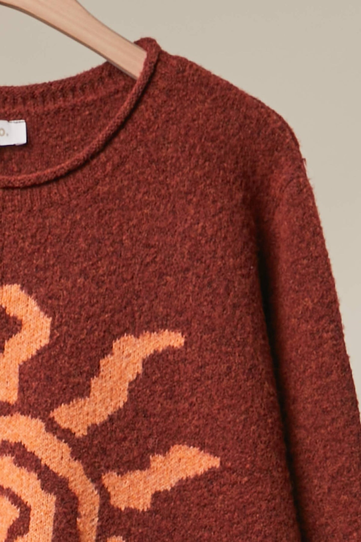 Spiral Sun Graphic Knit Sweater – Rust