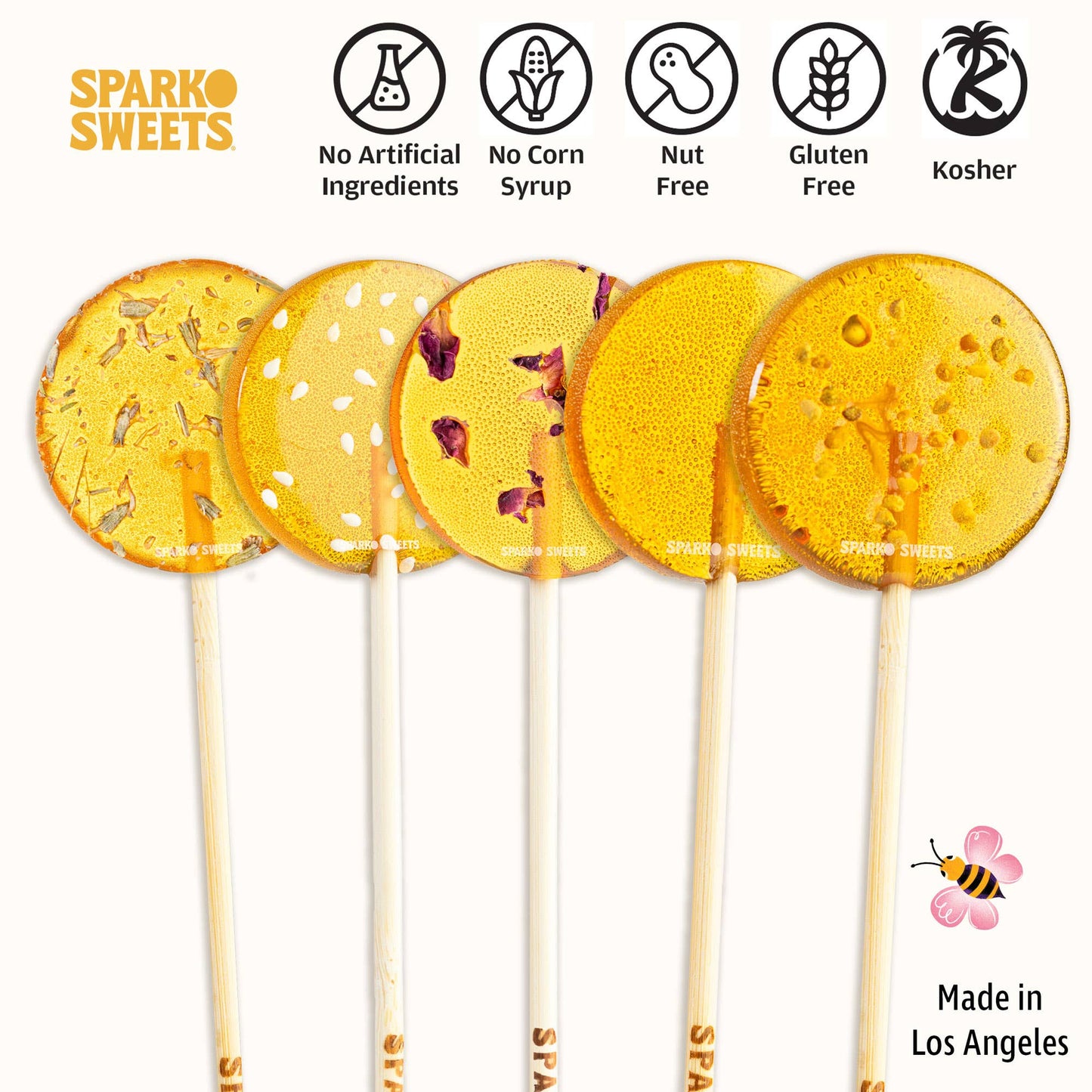Honey Bee Pollen Lollipops - 1.7"