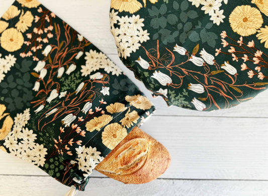Bread Makers Set- Bowl Cover and Bread Bag- Enchanted Garden